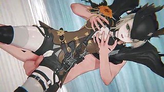 [Women' Frontline two: Exilium] - Sextans "CHECKMATE AND MIND ERASE" (Tied T-Damsel & POINT OF VIEW Sandwich DOUBLE PENETRATION) (4K/60FPS) - (Making the amnesiac forehanded woman understand)