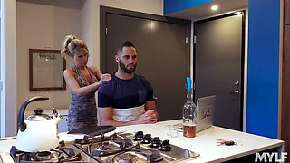 Sexy Secrets with Stepmom: Busty Preston Lee & Damon Dice, Seducing Her Stepson on the Kitchen Counter