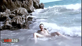 Hot Young Alicya Doing a Strip by the Beach