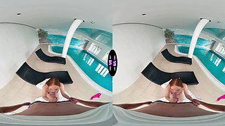 Busty stunner taunts and screws lucky fellow by the pool - tmwvrnet