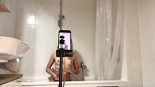 Stepbrother Wants Shower Sex! Naked Blonde Teen Dripping Wet, I Film Our Hot Session