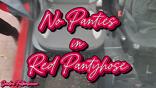 No Panty in Red Pantyhose