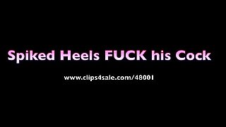 Spiked Heels Fuck His Cock FemDom