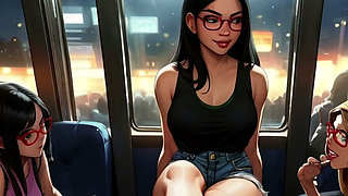 Lin's Friends Help Drain Your Cock on the Bus