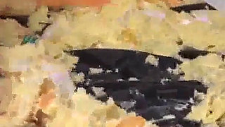 Sluts Trampling Food in the Living Room