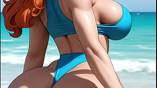 Huge Ass Bounce on Beach, Ai Animation