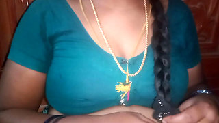 Tamil Aunty Squeezing Her Breasts When She Is Alone and Unable to Control Her Emotions