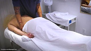 Blonde Client Rims Masseurs Ass During Real Massage Suck-Off