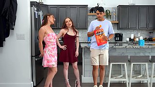 Clueless stepbro fucks stepsis and BFF