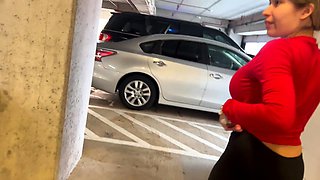 Car blowjob, cum swallowed