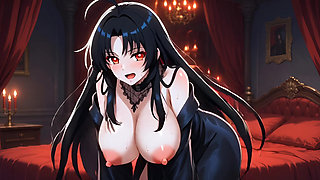 Vampire Countess Hentai - Massive Tits & Dripping Release in Gothic Bedroom