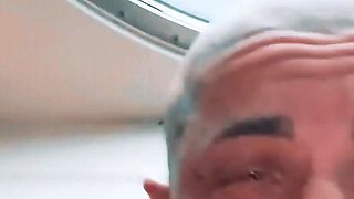 She Gives Me a Messy Blowjob on My Pierced Cock on the Ferry. I Cum in Her Mouth and Kiss Her, Licking the Cum