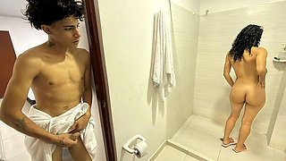 Stepsister shower spy fucked hard when no one is home