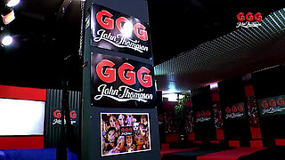 Brunette Slut Gangbanged and Bukkake-covered by Multiple Cocks