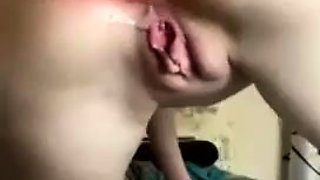 Sexy blonde teen ari toys her shaved pussy