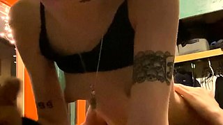 Small tit GF gives POV blowjob on my denim