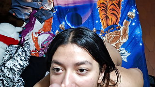 Innocent 18 year old girl learning to suck cock and I cum on her face