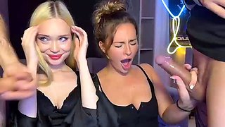 Two sluts blonde and brunette suck and take hard pounding