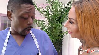 BBC doctor examines busty British babe and gives her a deepthroat and pussy-licking treatment