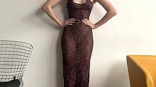 Skinny lady69 Teases Femdom Yoga in Tight Transparent Dress