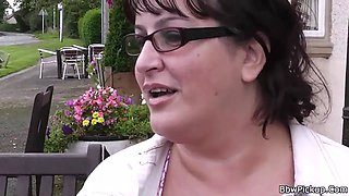 Chubby woman picked up and fucked from behind