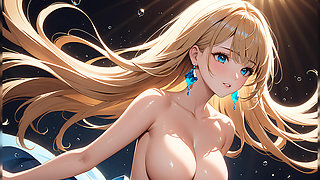 Weightless Serenity - Ai Girl Blinking Softly as Her Hair Floats in the Air