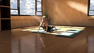 Big Boob Girl Doing Yoga and Her Nipples Slips