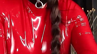 Cristal Kinky Red Rubber Doll Milkingtable Blowjob and Handjob