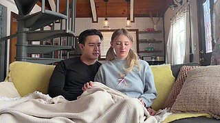 Blonde cums fast when fucking Asian cock - Amateur
