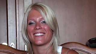 Blonde Bitch Poses Tight Hole For Anal DP Threesome On