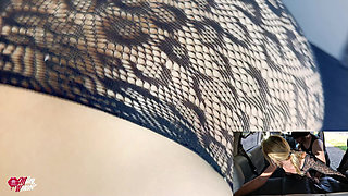 Blonde Nylon Slut Gets Her Ass Fucked While Tied up!!