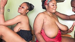 2 Big Cocks Fuck Babes in the Mouth - Blowjob & Cumshot with BBC