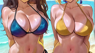 Saber & Rin Tohsaka Bikini Twerk and Bounce - Fate