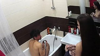 Dorm room blowjob and fuck on hidden cam