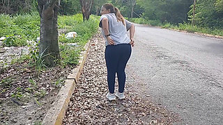 Chubby Latina Shows Her Ass and Tits Outdoors