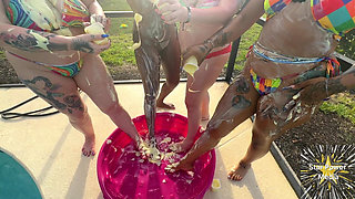 Creamy Custard Playtime: Savanna, Giana, Bleu & Livie Get Messy