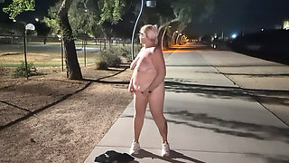 Thick BBW wife strips in public park and role play with hus! BadBlondieMonroe