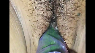 Indian desi sister-in-law with cucumber