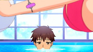 Hentai step beauty sits deep for fast bare bounce on bench