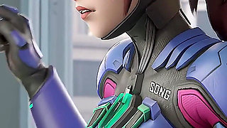 D.va Security BBC Punishment for Mischief - Double Facial Cumshot Overwatch 3D