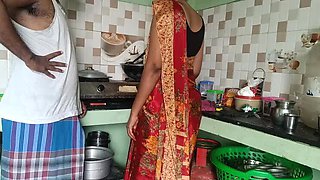 Indian Housewife Cheats On Husband With Neighbor - Sucking In Kitchen While He's Away
