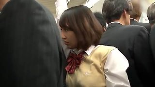 Shy and Innocent schoolgirl immediately molested in the train without notic