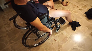 Dominant Babes Tease Bound Man in Wheelchair BDSM Threesome