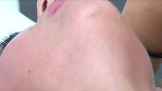 Lesbian stunner gets her snatch stretched and BJ'ed in