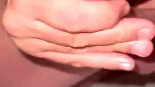 Handjob outside on the balcony for all to see!