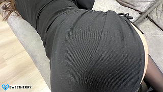 A Sexy Beauty in a Tight Black Dress Tries to Seduce a Guy Across the Room!