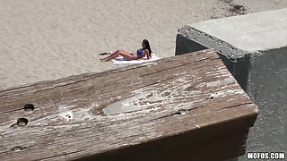 Pervs on Patrol - Small Ass Mandy Haze & Tony Film a Raw Missionary & Doggystyle Session in the Sun