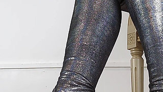 Shoeplay and Walking in Holo High Heel Thigh High Boots (shoe Collection) - Dame Olga 4K (718)