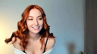 Amateur redhead masturbates then gives a blowjob
