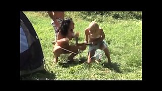 Mia Hilton & Kasia Linsey Anal Fucking in Camping - Blonde Bitches Take Monster Cock